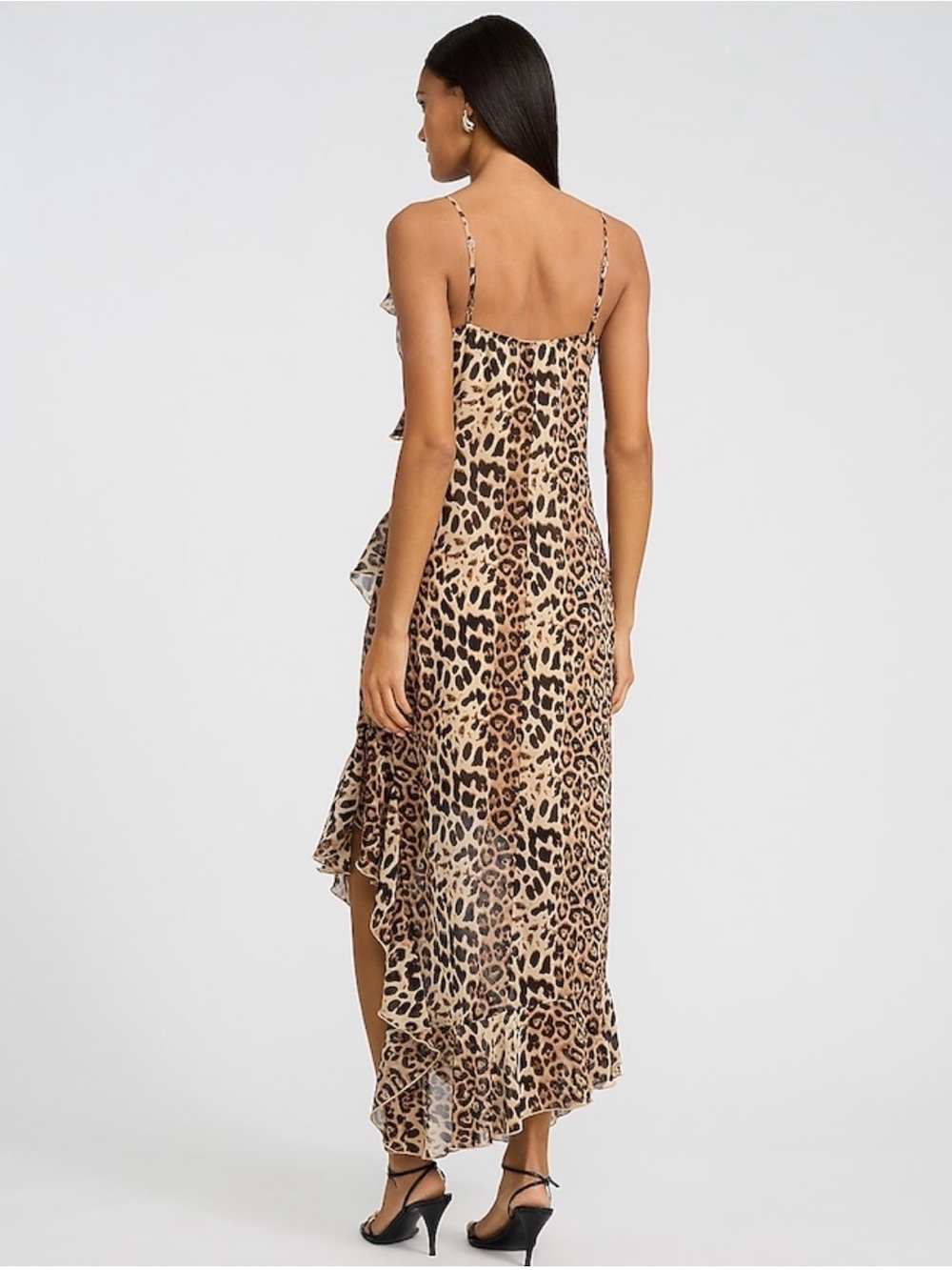 Express Leopard Ruffle Maxi Dress, Size XS - Picture 2 of 3
